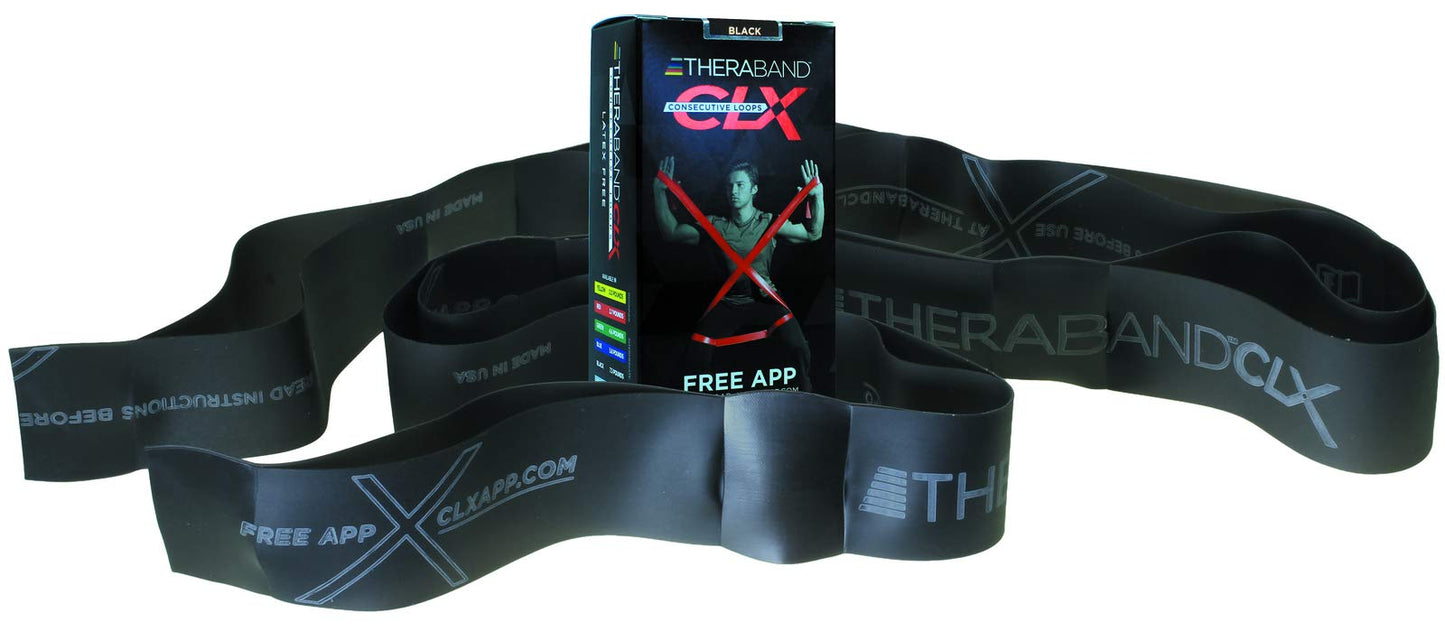 THERABAND CLX Resistance Band with Loops, 5 Feet, Extra Heavy, Blue