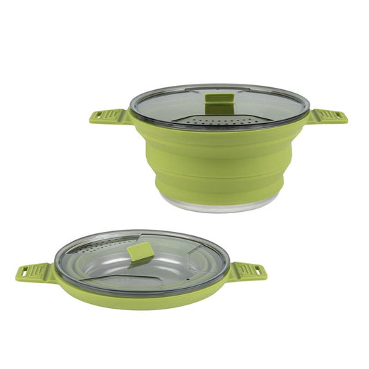 Restaurantware-Hi Tek 2.5 Liter Collapsible Camping Pot, 1 Portable Cook Pot - With Lid, Stainless Steel Bottom, Silicone Camping Cookware, For Travel Or Outdoor Hiking- Restaurantware