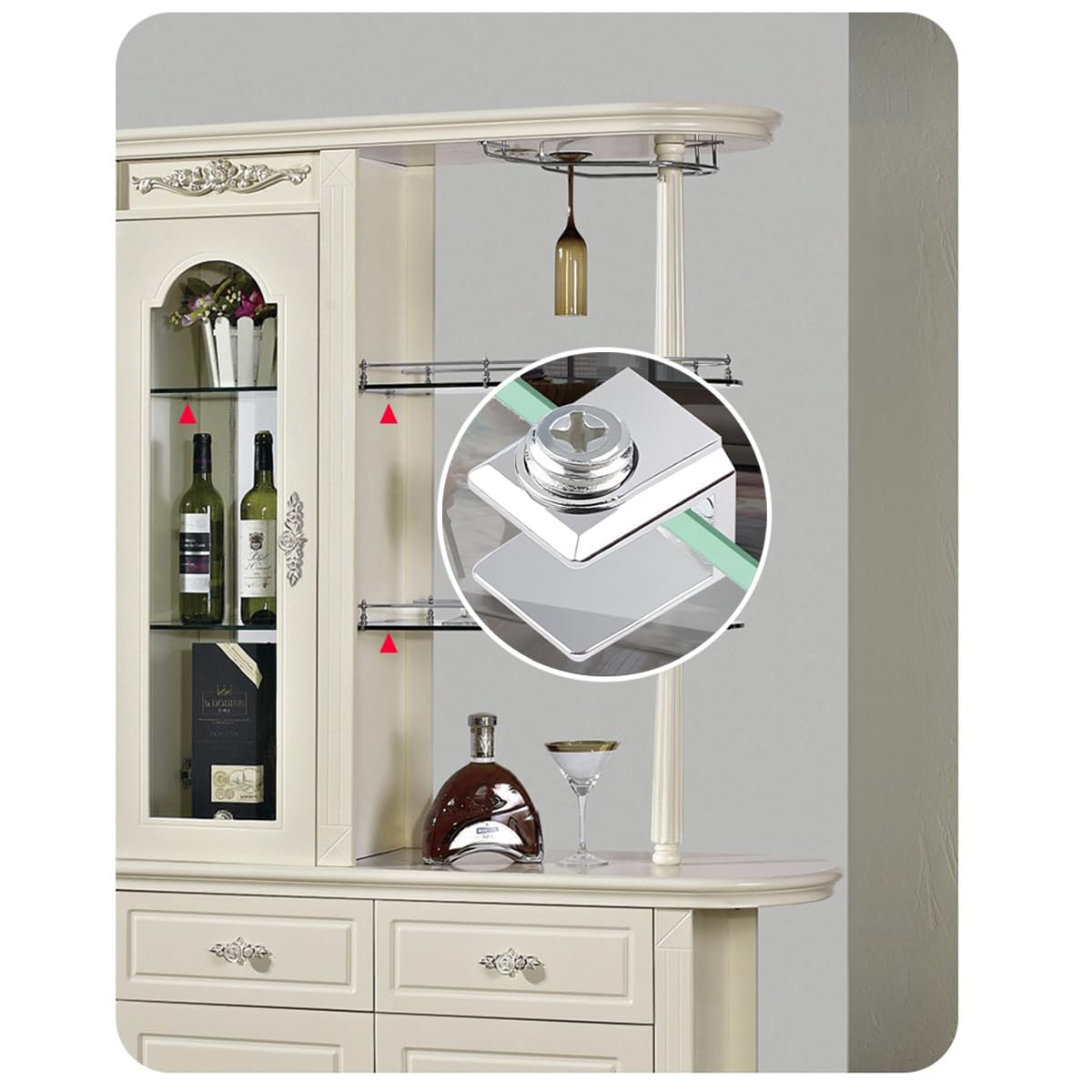 Qrity 16 PCS Glass Clip Holder, Glass Shelf Bracket, Glass Clamp, Wall Mount Clamps for 3-8mm Glass Shelves, Adjustable Clamp Brackets