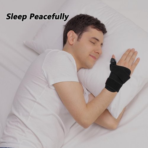 Alcpash Thumb Brace Right Hand or Left Hand for Arthritis Pain and Support 2 Pcs, Adjustable Trigger Thumb Splint Support for De Quervains Tenosynovitis CMC Sprains (Black M)
