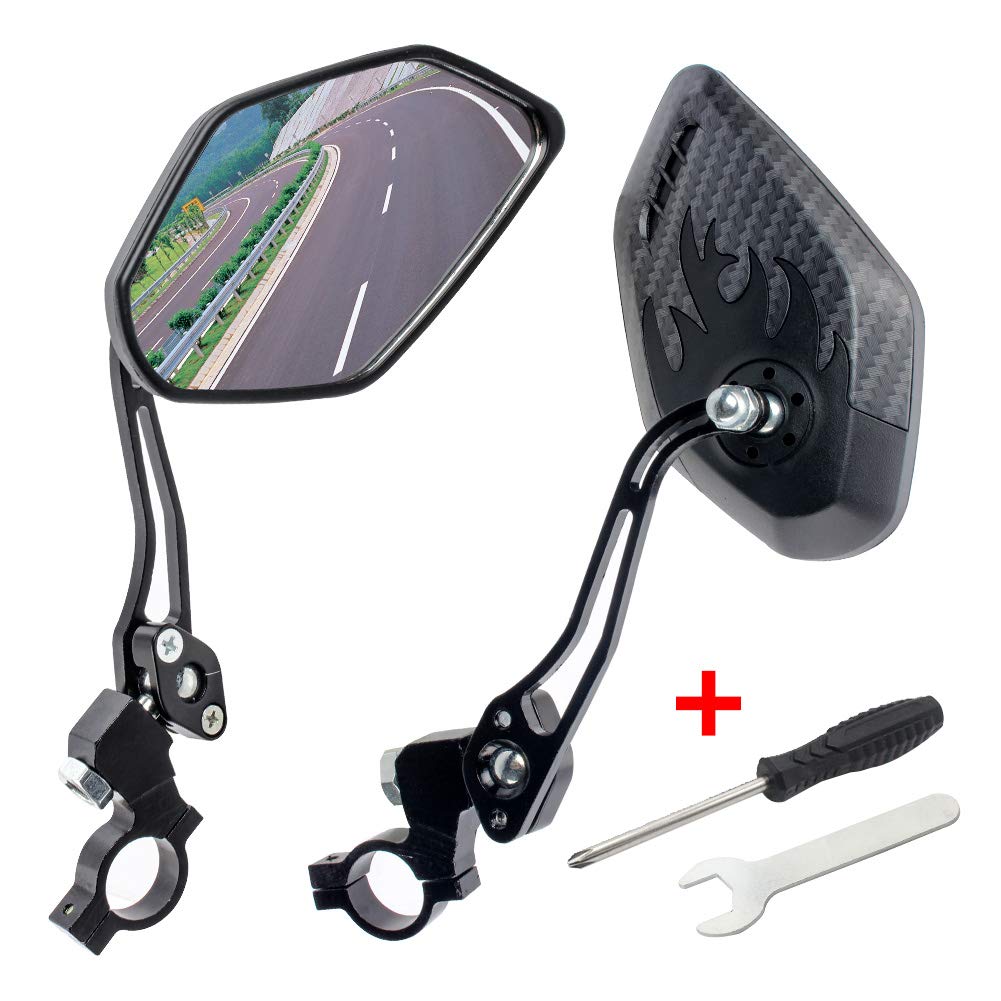 GES Bike Mirrors - 360 Degree Adjustable Bicycle Cycling Rear View Helmet Mirror for Mountain Bike, Electric Bike - 2 Packs of Safety Rearview Mirror