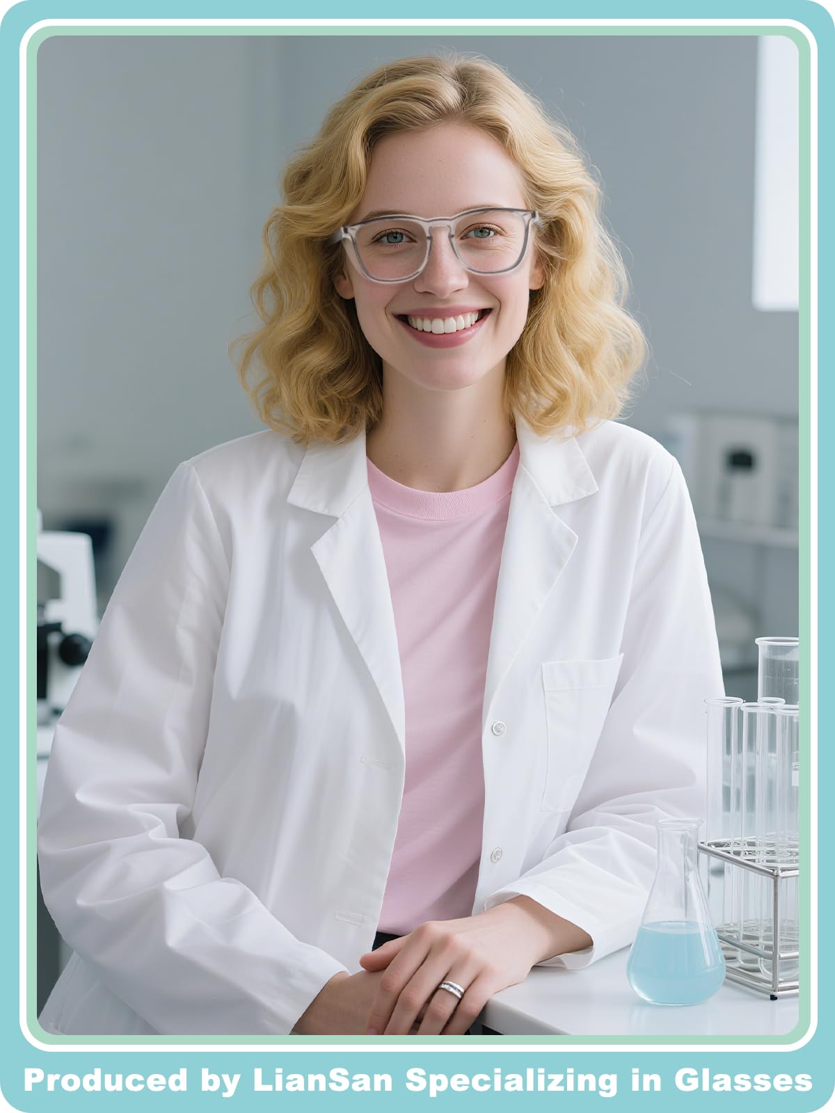 LianSan Oversize Anti-Fog Safety Glasses for Nurses, Z87.1 Certified Goggles for Women, Square UV Protection Light Grey