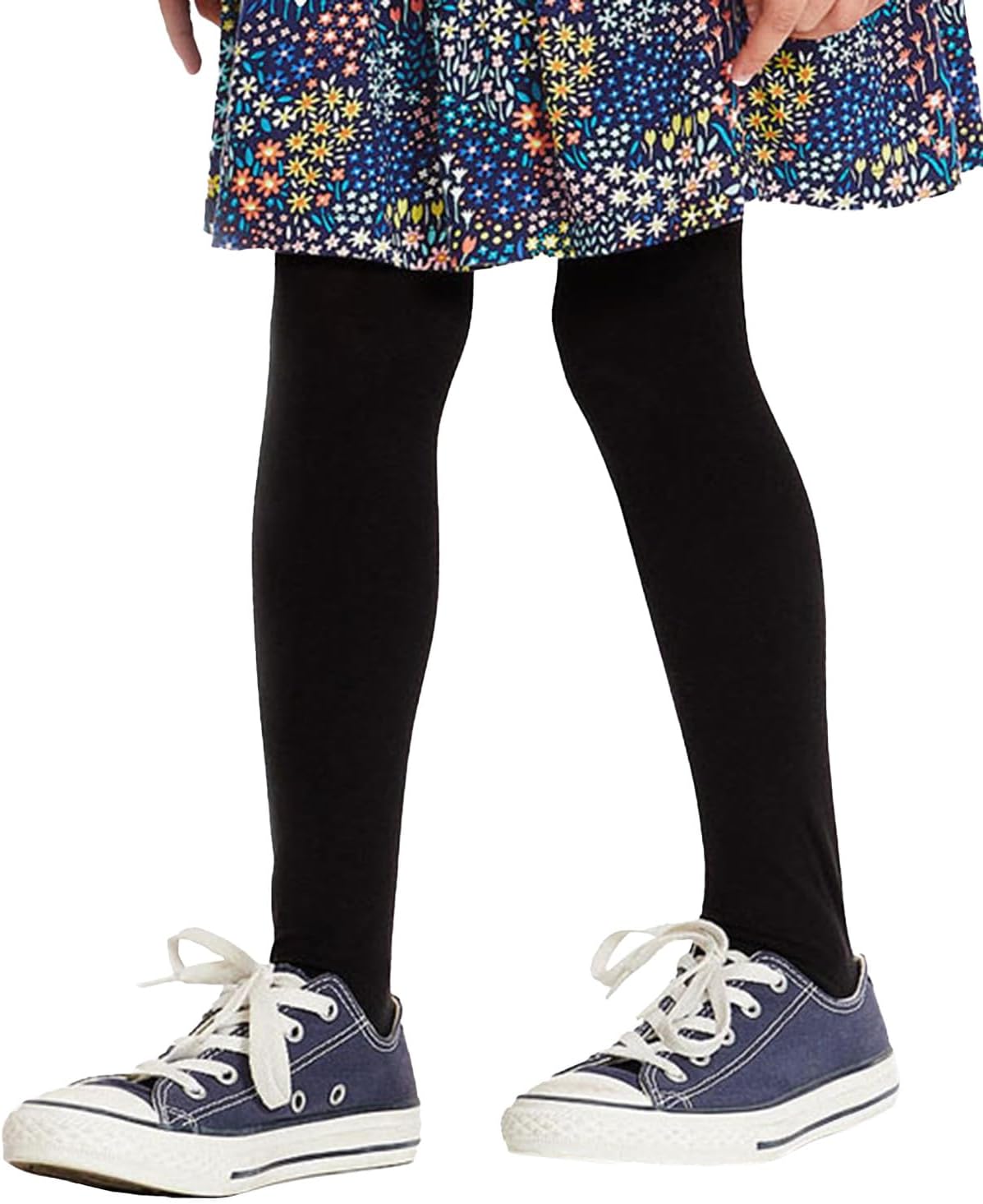 Skiennix Kids Girls School Dress - Comfortable Cotton with Tights | Black, White, Navy, Burgundy