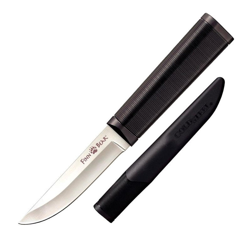 Cold Steel Finn Bear 4" Durable Compact German 4116 Stainless Steel Fixed Blade Straight Back Outdoor Game Hunting Utility Knife, 4-1/2" Textured Handle, Secure-Ex Sheath