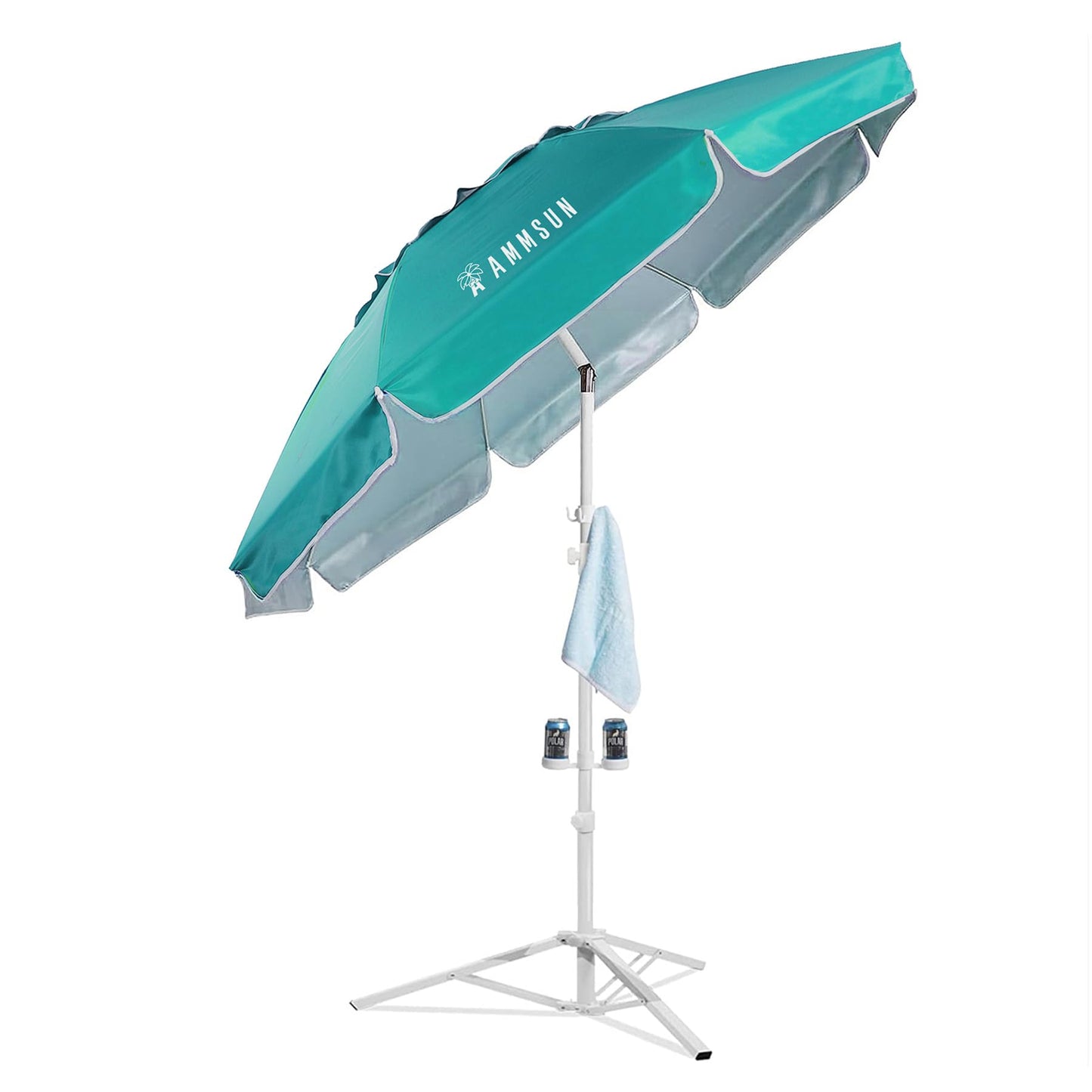 AMMSUN Shade Umbrella, Premium Portable Umbrella with Stand, 6.5ft Lightweight Free Standing Canopy for Sporting Games, Adjustable Instant Sun Protection and Easy to Carry, Turquoise