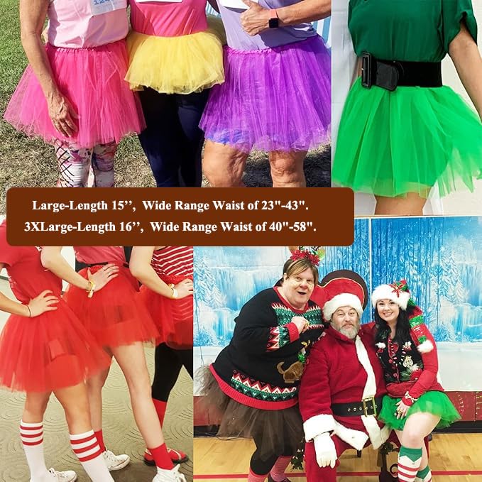 5-Layer Tulle Tutu Skirt for Women & Teens - White, 3X-Large