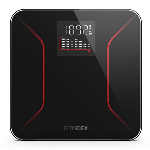 FITINDEX Digital Bathroom Scale - Accurate Weighing with Large LCD Display | Slim Tempered Glass, 400 lbs Capacity