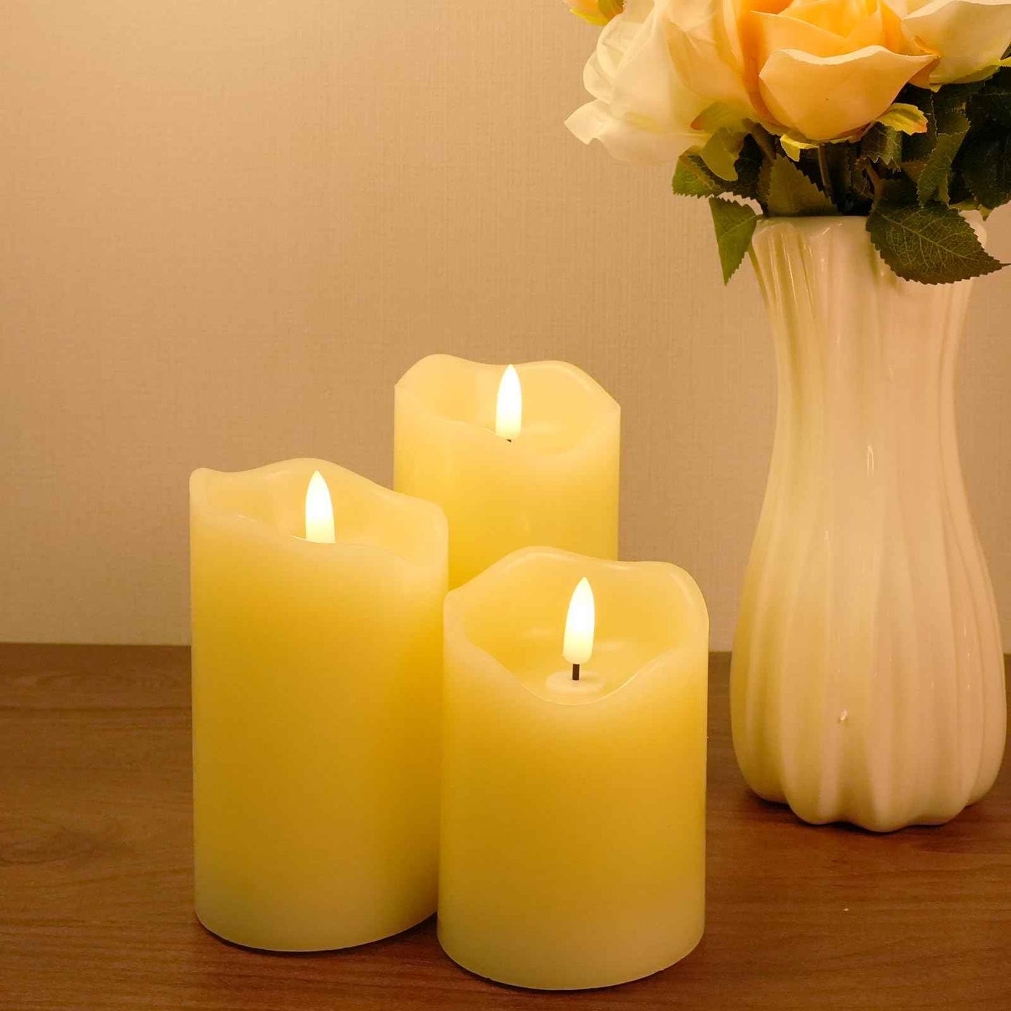 Homwamee Flameless Candles with Remote - Realistic 3D Flickering LED Candles, Timer & 3 Sizes (4”/5”/6”), Battery Operated Safe Real Wax Candles for Home/Wedding/Party Decor, Set of 3