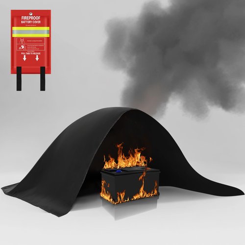 FIREWESS Lipo Battery Fireproof Cover Battery Safe Blanket for Ebike and Escooter Storage,Charging and Discharging, EV Fire Blanket for Lithium Battery (40x50 inch)