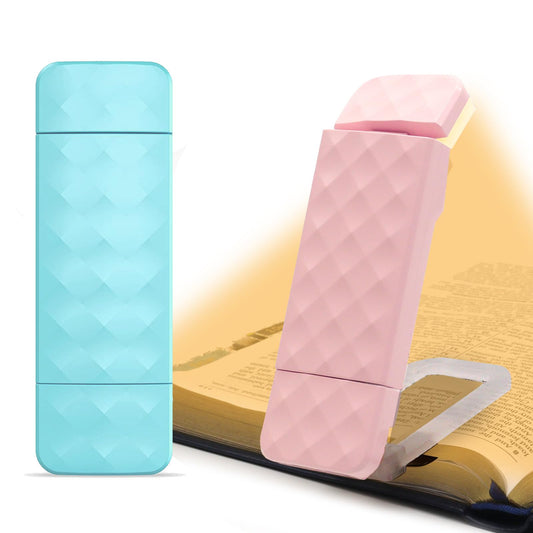 UPIHO 2PCS Book Lights for Reading at Night, Reading Accessories with Rechargeable USB Light Blue and Pink Book Light,Perfect Stocking Stuffers Gifts for Book Lovers