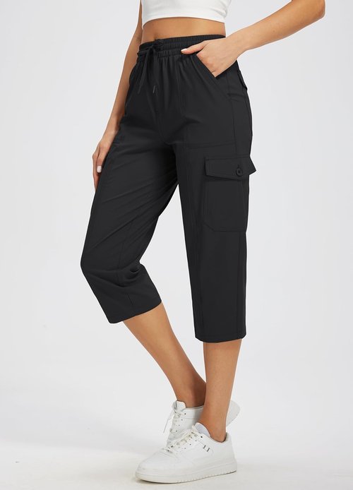Libin Women's Capri Pants - Quick-Dry Cargo Capris for Travel & Hiking | Stretchy, Water-Resistant Design