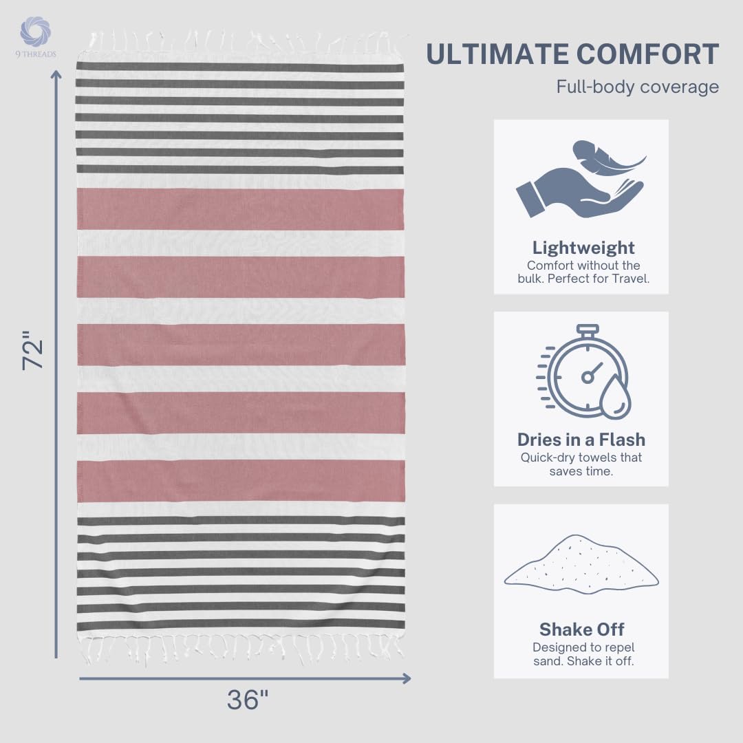 Rosé Obsidian Cotton Turkish Beach Towel - Oversized 36"x72" Quick Dry, Absorbent Travel Towels | 4 Pack