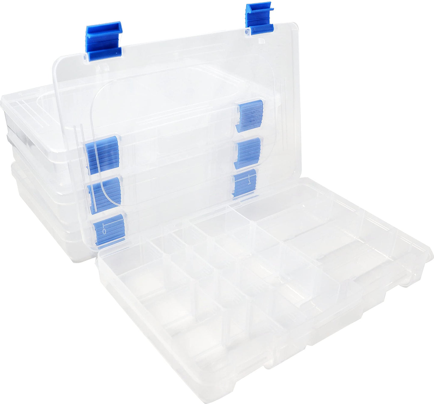 ZXDIN3 Medium Plastic Fishing Tackle Box Storage Organizer Box 3600 with Adjustable dividers Tackle Tray Parts Crafts Case 4 Pack