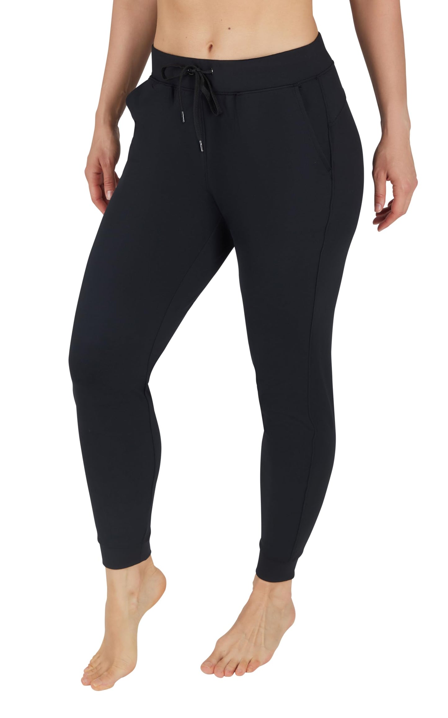 90 Degree By Reflex Womens High Waisted Jogger Lightweight Athletic Lounge Workout Pants with Pocket and Drawstring - Black - XL