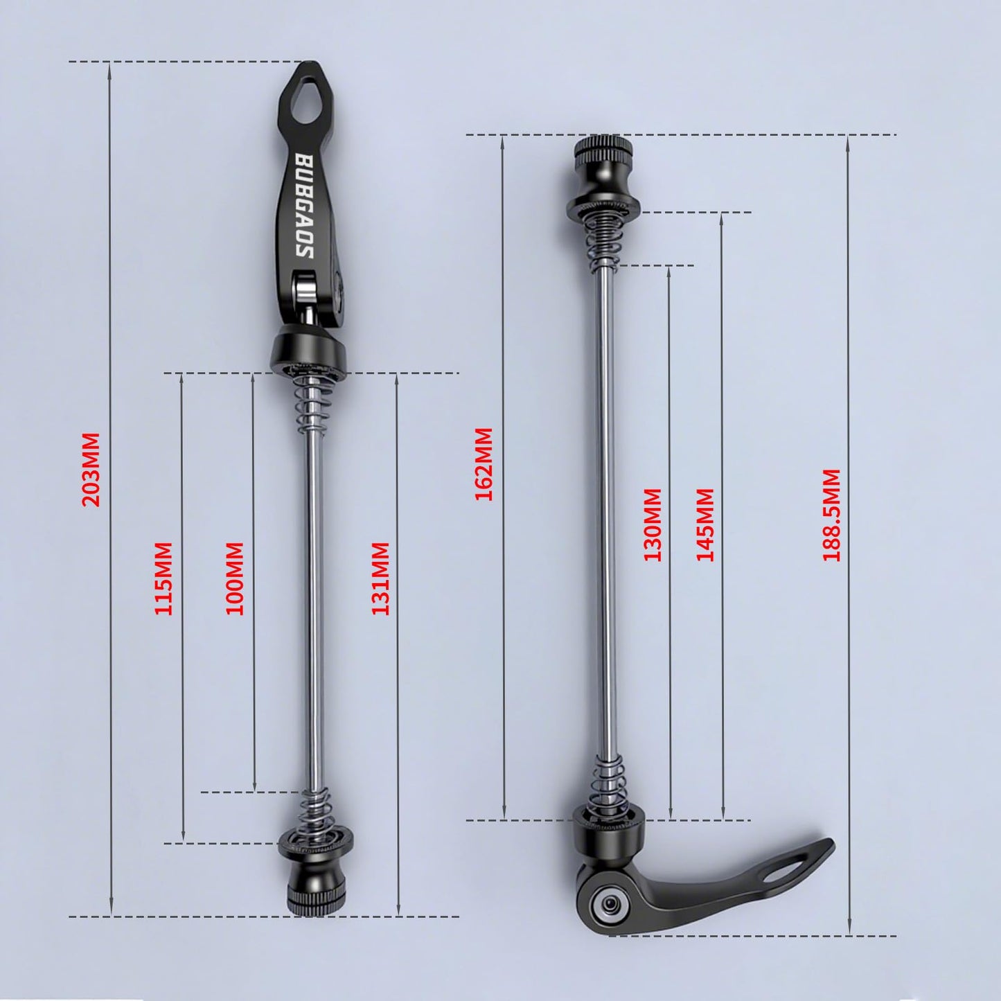 BUBGAOS Bike Quick Release Skewer Front & Rear Wheel Axle for Mountain Bike/Road Bike/Bicycle/MTB Wheel Hub，Black a Pair