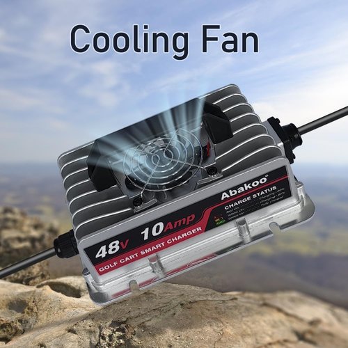 Abakoo 48V 10A RXV Golf Cart Battery Charger for Ez-Go EZgo TXT, with RXV Plug 3 Prong Connector, IP67 Waterproof