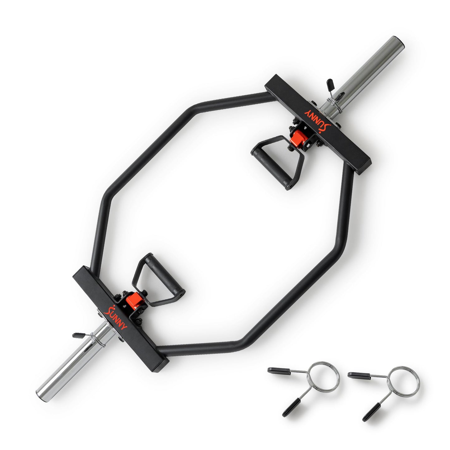 Sunny Health & Fitness Olympic Hex Trap Bar, Swivel Handles for Deadlifts