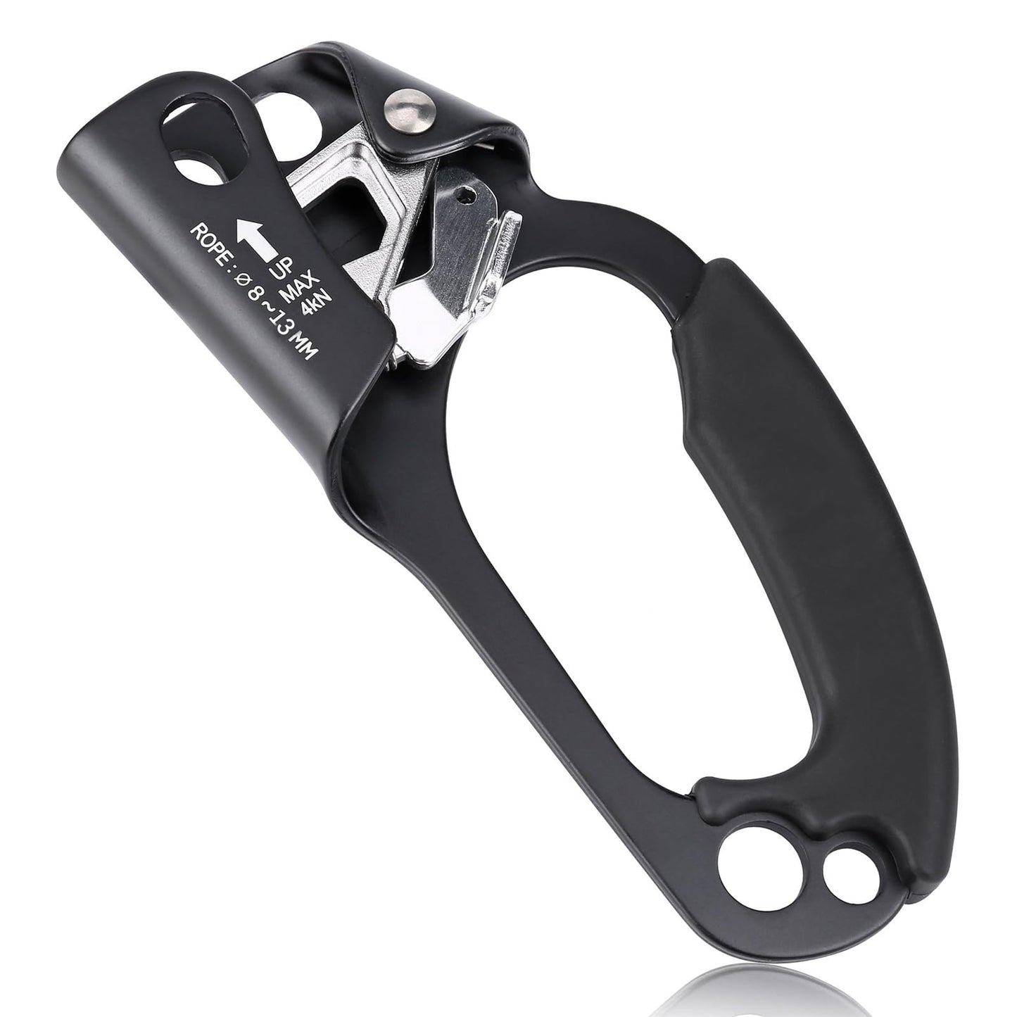 QKURT Mountaineering Climbing Hand Ascender, Right Hand Ascender Rock Climbing Tree Arborist Rappelling Gear Equipment Rope Clamp for 8~13MM Rope | Lightweight Aluminum Alloy Climbing Equipment