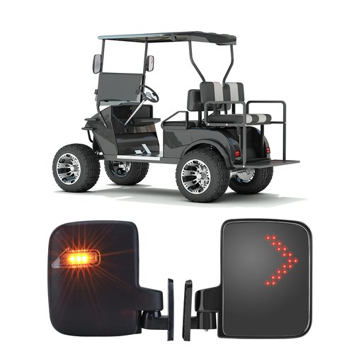 KEMIMOTO Golf Cart Side Mirrors with LED Turn Signal Lights, Universal Rear View Mirrors Compatible with Club Car, EZGO, ICON, Drive, and Kandi Golf Carts