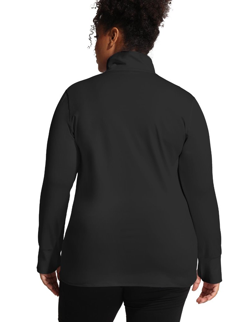 COOTRY Women's Plus Size Athletic Jackets Zip Up Lightweight Workout Running Track Jackets with Thumb Holes Black 2XL