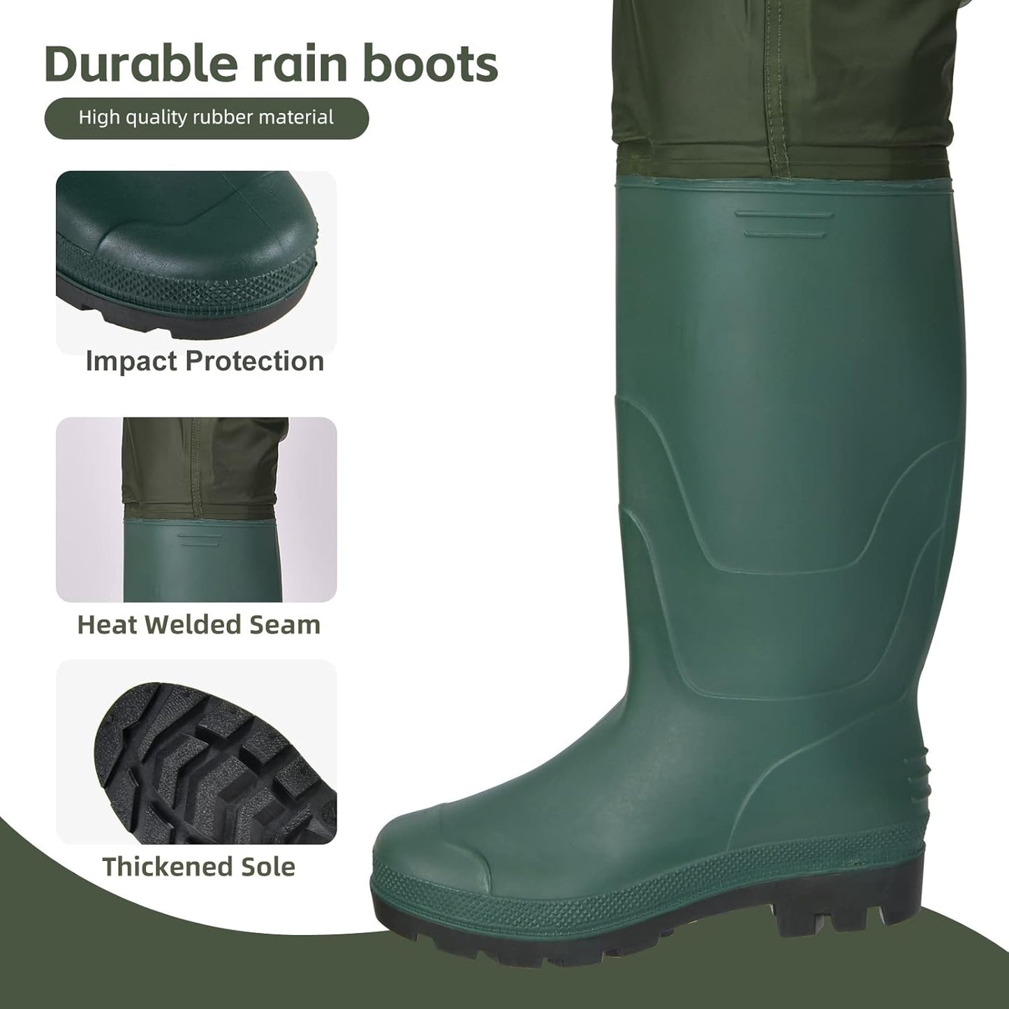 Skiennix Bootfoot Fishing Chest Waders - Waterproof 2-Ply Nylon/PVC for Men & Women | Includes Boots Hanger