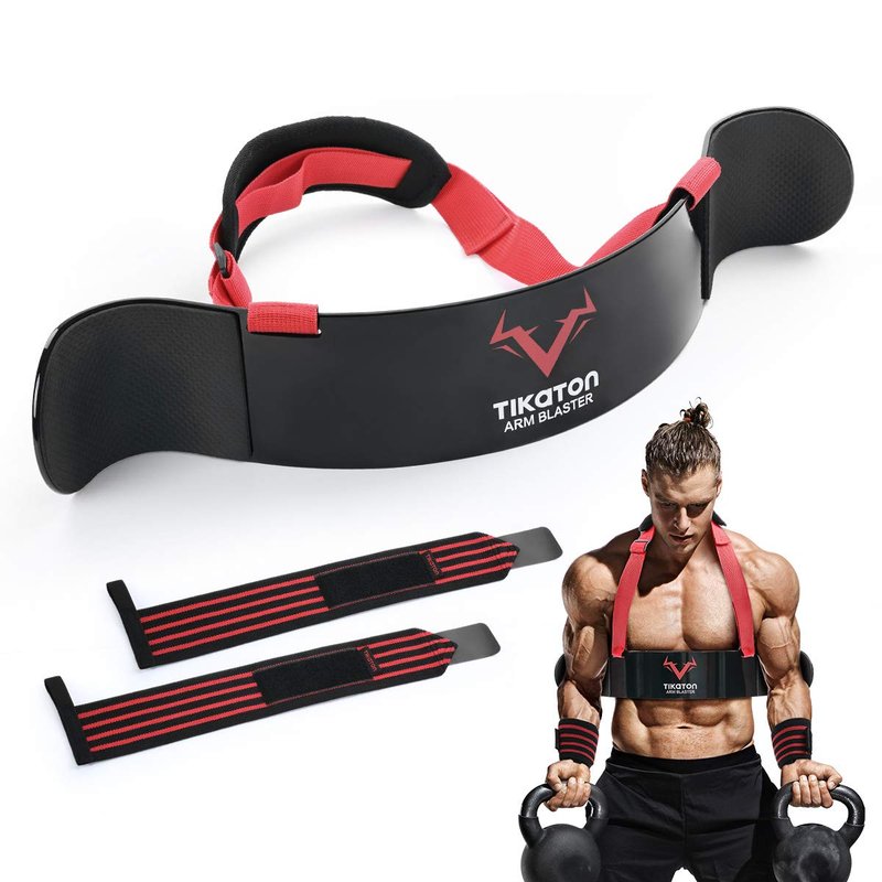 Tikaton Arm Blaster with Wrist Wraps for Biceps & Triceps, Adjustable Bicep Curl Support Isolator for Big Arms Bodybuilding & Weightlifting, Thick Aluminum Biceps Workout Equipment