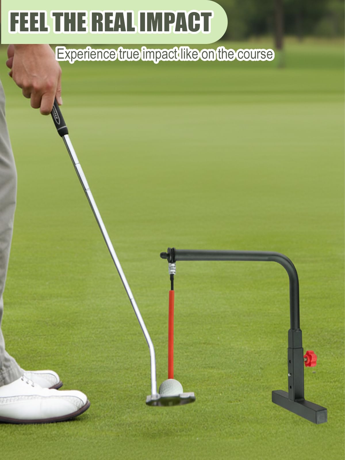 Mevfiya Golf Swing Trainer – Durable Iron Golf Trainer Swing Aid with 3-Level Height Adjustment & Resin Practice Ball | No Ball Golf Simulator & Golf Training Aid for Indoor Outdoor Golf Practice