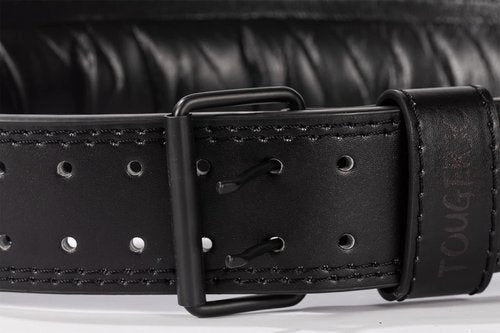Genuine Leather Weight Lifting Belt for Men Double Prong Power Belt Heavy Duty - Strong, Stabilizing Back Support for Deadlifts, Squats Powerlifting