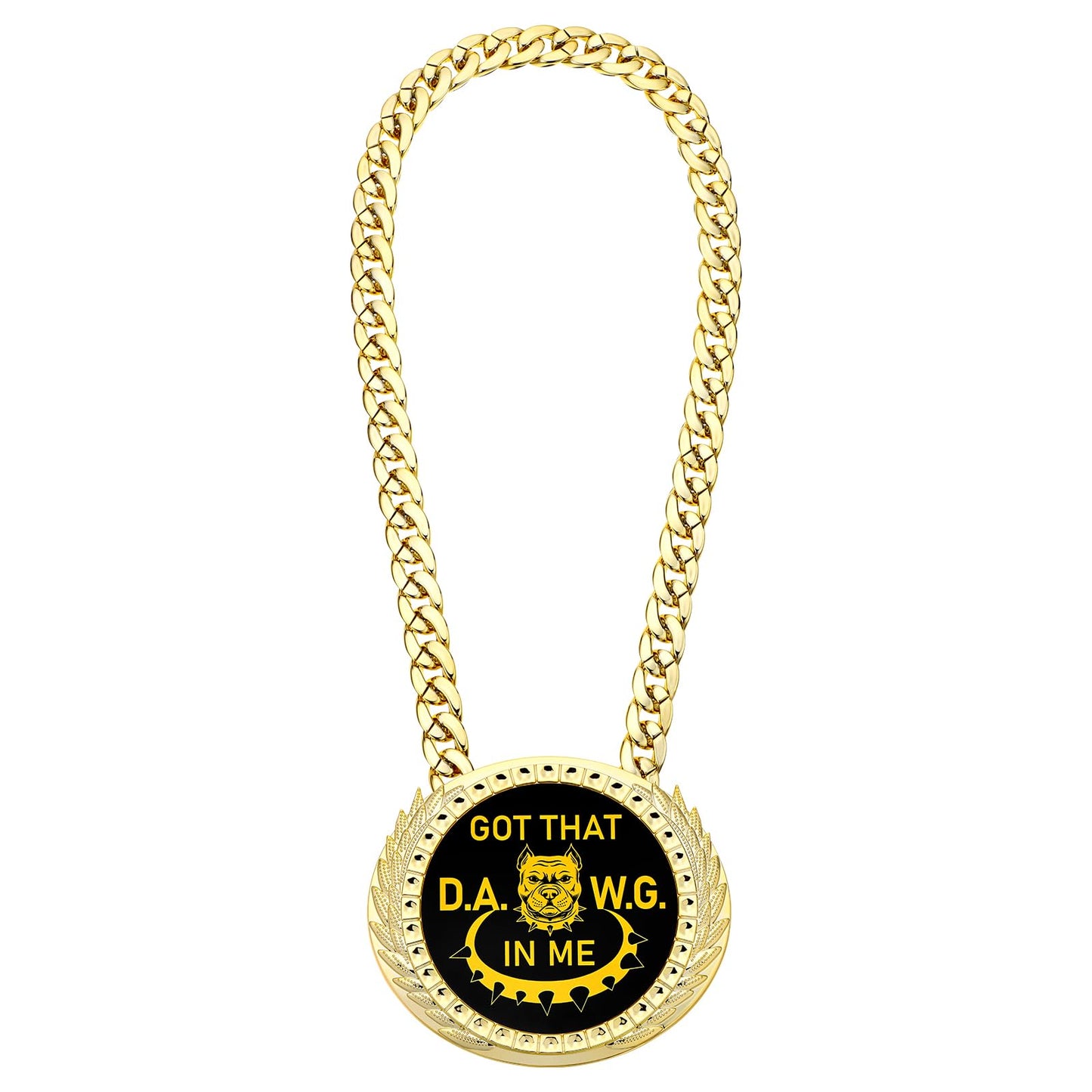 HCEWSBFD 1PCS Got That Dawg in Me Turnover Chain Medal Goat Trophy Necklace Champion Chain for Football MVP 6 Inch Big Gold Awards Fantasy Basketball Soccer Sports Competitions Athlete Prize Gifts