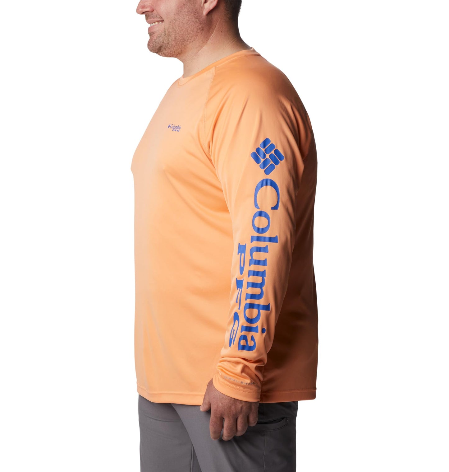 Columbia Men's PFG Terminal Tackle Long Sleeve Fishing Shirt, Bright Nectar/Vivid Blue Logo, 5X Tall
