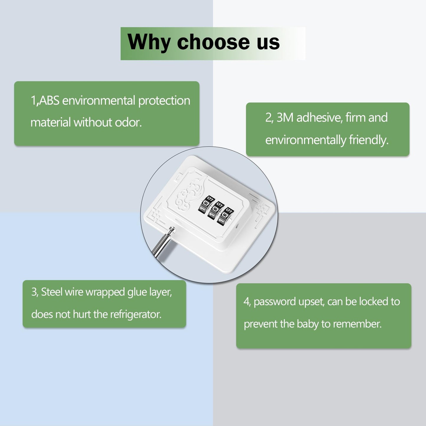 Lexng 2 Pack Refrigerator Locks with 3 Digit Code, Easy Install Fridge Lock Combination, Premium Freezer Lock, Child Proof Cabinet Locks for Refrigerators, Drawers, Closets, Windows (White)