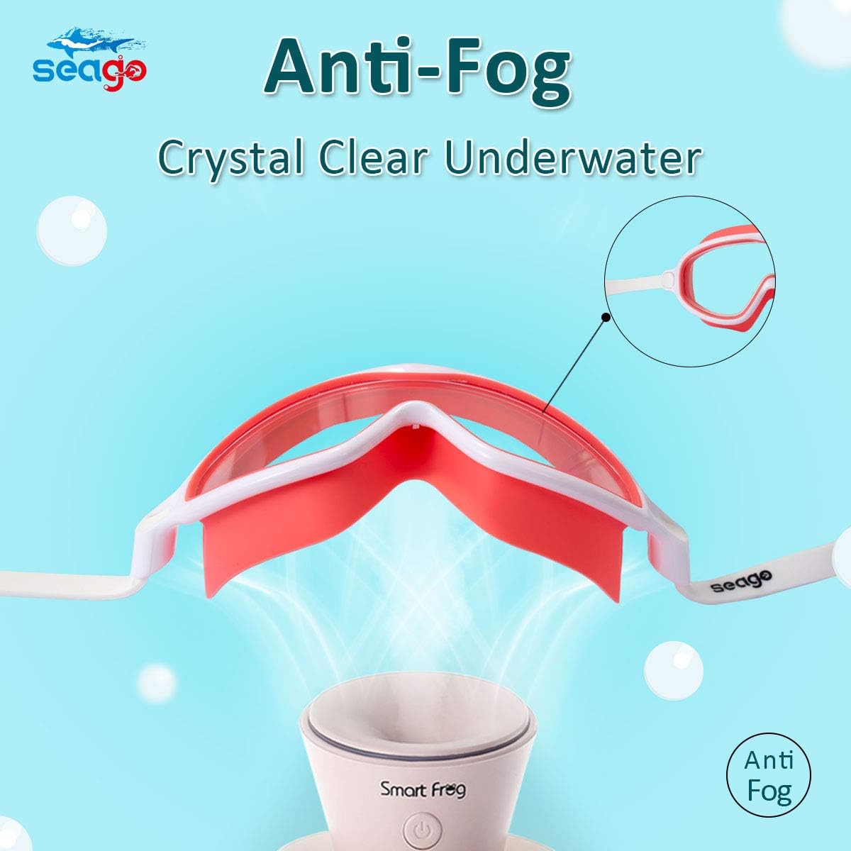Seago Swim Goggles - Anti-Fog, Anti-UV, Wide View Design | 2 Pack for Kids Ages 3-15