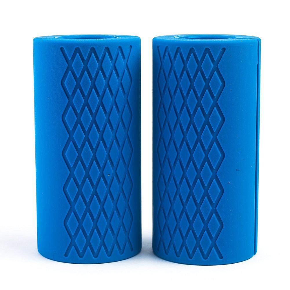 YCYU Dumbbell Grips Anti-slip Rubber Barbell Shoulder Pads Powerlifting Fat Hand Grips, Weightlifting Bodybuilding Home Workout (Blue)