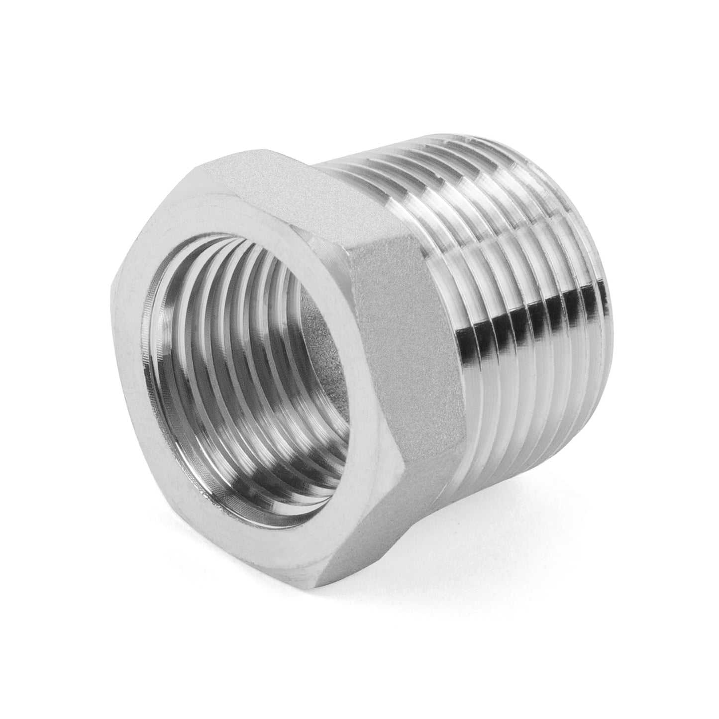 ChillWaves 304 Stainless Steel Pipe Fitting, Reducer Hex Bushing 3/8" NPT Male x 1/4" NPT Female Thread Adapter(6-PACK)