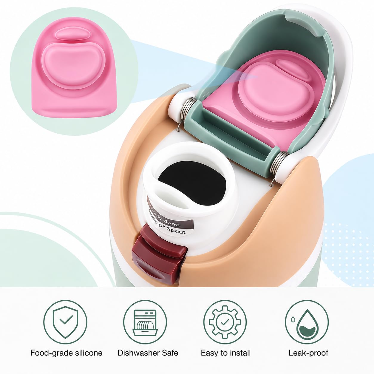 Joshey 4 Pack Rubber Seal Replacement Stopper, Compatible with Owala Freesip 24 oz 32 oz Bottle Spout Lid-Silicone Gasket Replacement Parts (Pink)