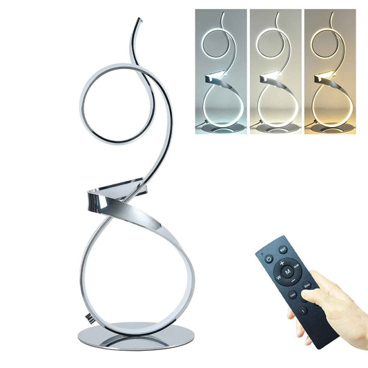 AooLiWang 21inch 20W 2700LM Modern Upscale Desk Light 3 Color Wireless Remote Control Dimmer Table Lamp for Living Room,Bedroom (Chrome Finsh)