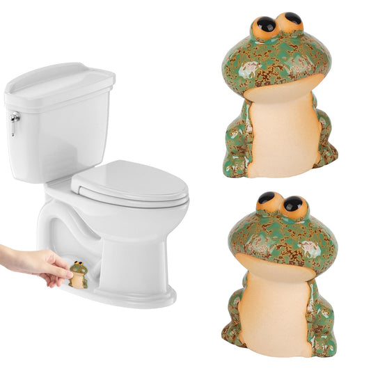 Cute Frog Ceramic Toilet bolt Covers, Tall Decorative Toilet bolt Caps, Toilet Screw Cover Caps, Easy Installation for Toilets Bowl,Bathroom Toilet Accessories Decor(Green) ETARTJMHNB