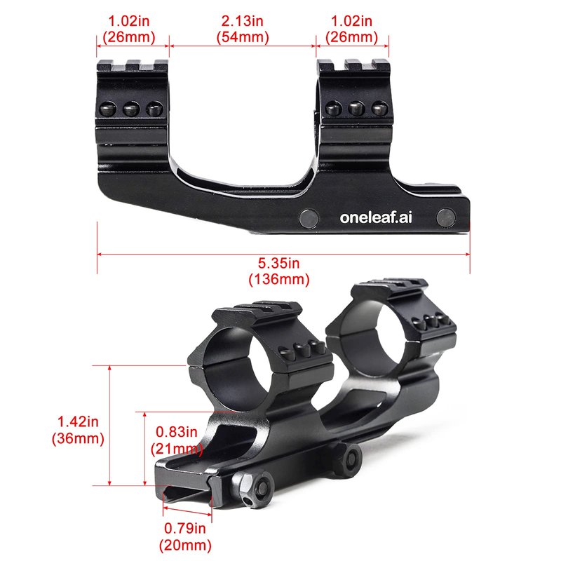 oneleaf.ai Tactical Fixed Cantilever Scope Mount, Dual Ring Scope Mount for Mounting Standard 30 mm/1 Inch Scopes-OLM3022