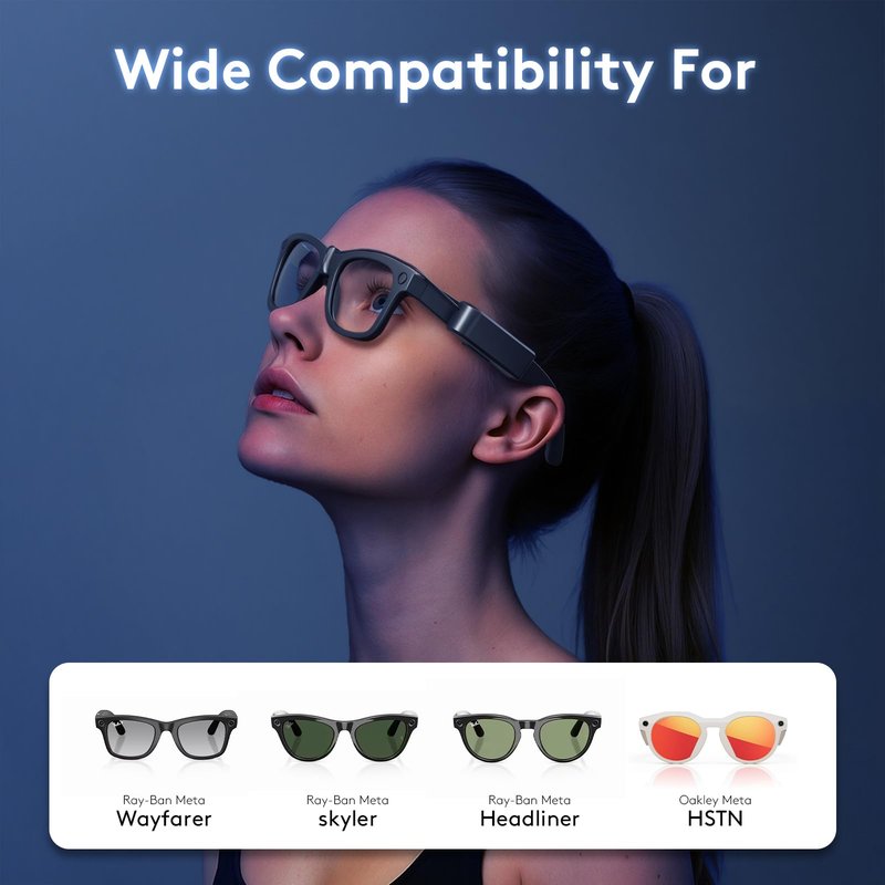 Euezmy Portable Charger for RayBan Meta Gen2 Smart Glasses, Ultra-Light Wearable Mini Charger for Wayfarer, Headliner, Skyler, Clip-On Portable Accessory for Meta AI Glasses with USB-C Cable, Black