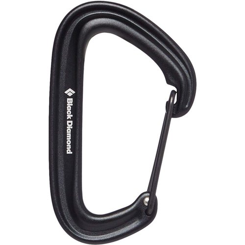 BLACK DIAMOND LiteWire Carabiner | Lightweight Hot-Forged Wiregate | Durable Aluminum Build | Smooth Clipping for Trad & Sport Rock Climbing | Black