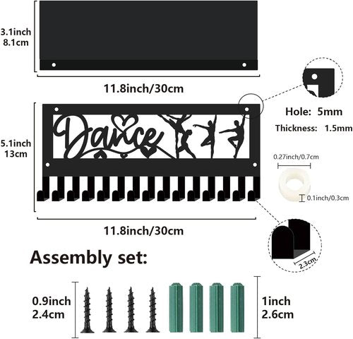CREATCABIN Dance Medal Hanger - Wall-Mounted Trophy Organizer with Shelf for 70+ Medals | 11.8 x 5.1 Inch