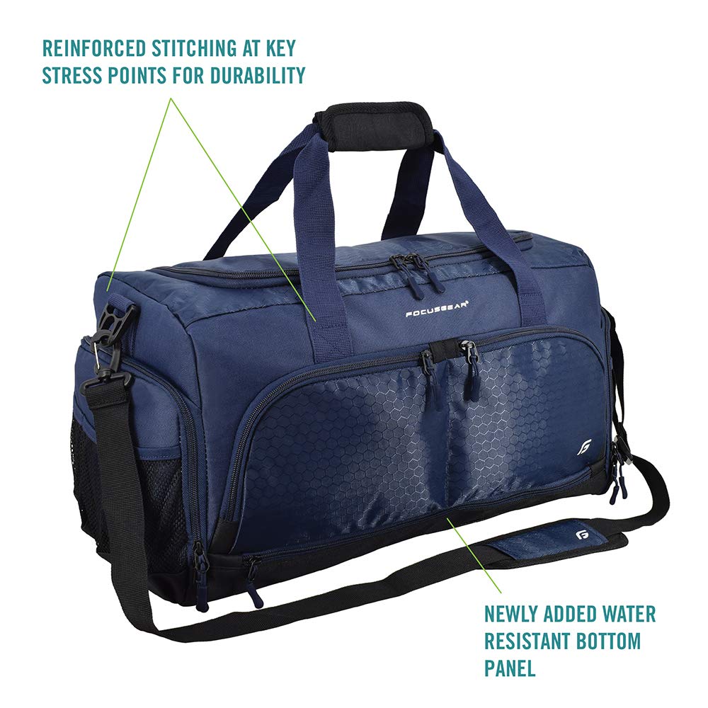 Ultimate Gym Bag 2.0: The Durable Crowdsource Designed Duffel Bag with 10 Optimal Compartments Including Water Resistant Pouch, Blue, Medium (20")