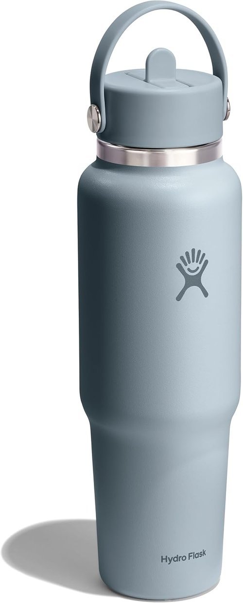 Hydro Flask Travel Water Bottle - Insulated Stainless Steel - 40 Oz Shale Gray with Wide Straw Lid