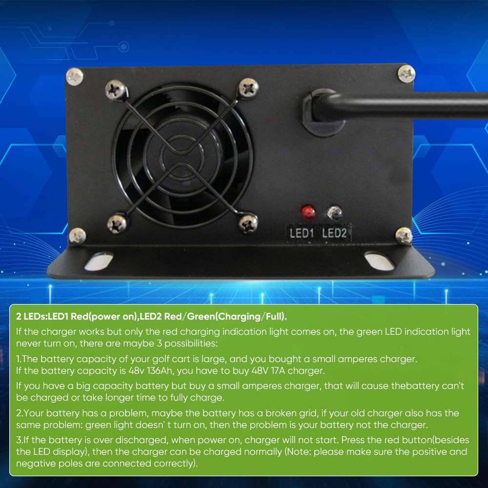 aunstarwei 18 Amp 36 Volt Golf Carts Battery Charger for EZGO & Yamaha with Crowfoot Plug