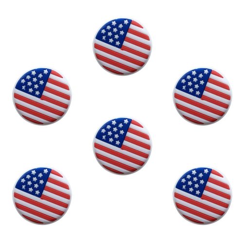 Amosfun 6PCS Tennis Racket Vibration Silicone American Flag Tennis Racquet Shock Absorbers Tennis Racket Strings Dampers for Player