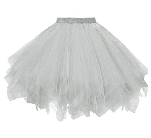Dressever Vintage 1950s Short Tulle Petticoat Ballet Bubble Tutu Silver XX-Large