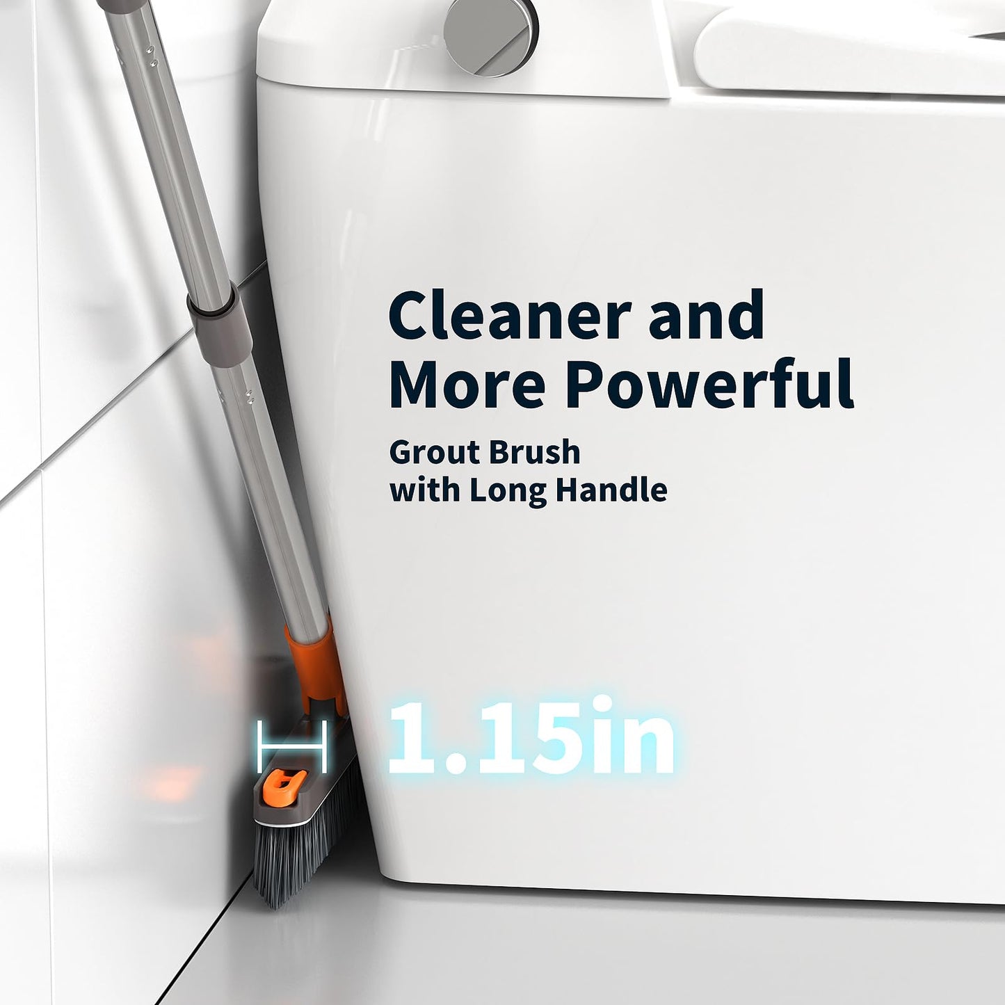 AIR U+ Grout Brush with Long Handle 180° Swivel Scrub Brush with Tweezers to Hair Clip V-Shape Grout Line Scrubber Stiff Bristles for Deep Cleaning Crevice, Tile Line, Shower, Kitchen, Corners