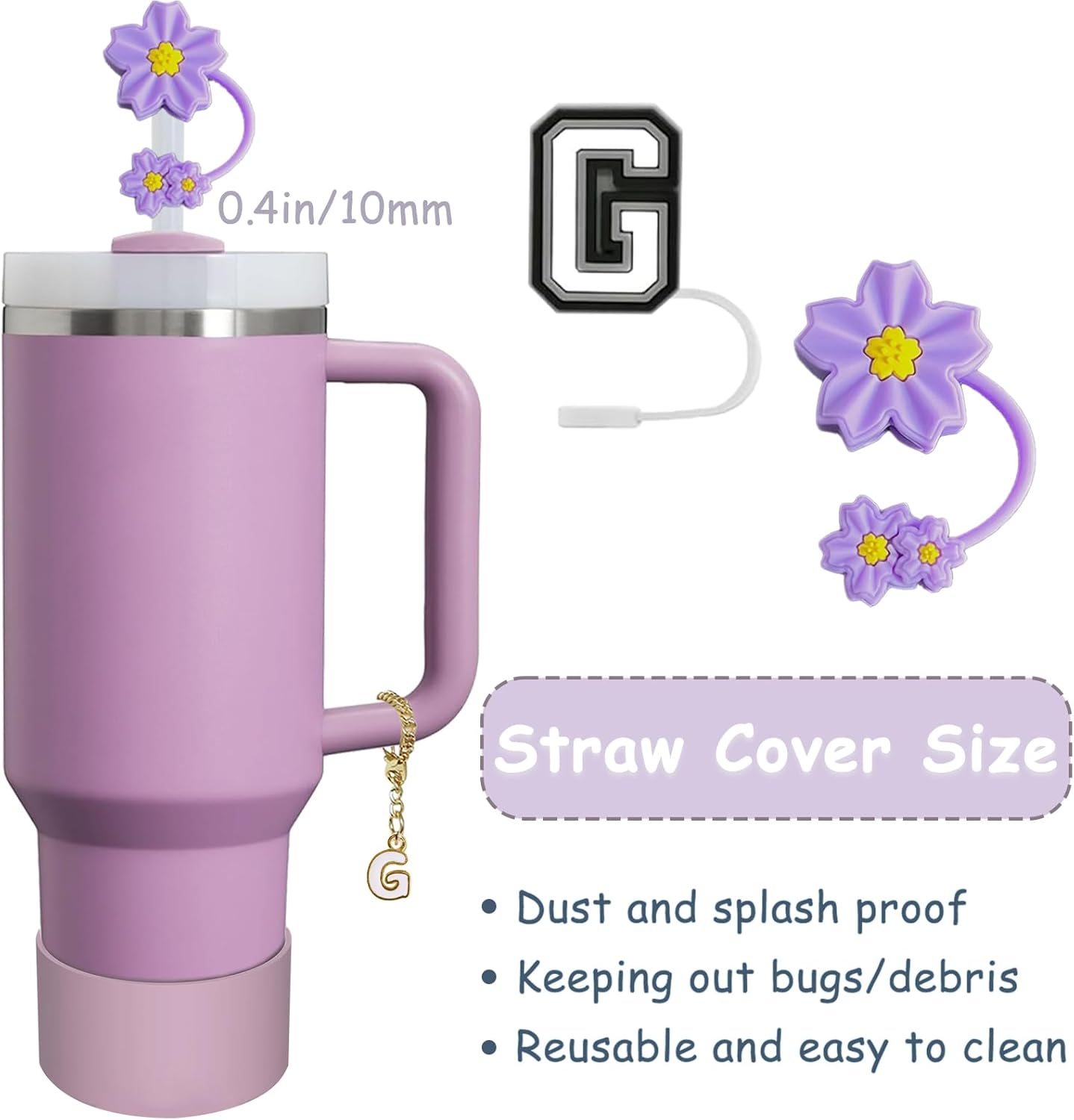 Stanley Cup Accessories Set - 3-Piece Silicone Spill-Proof Stopper & Straw Cover | Fits 40 & 30 Oz Tumblers
