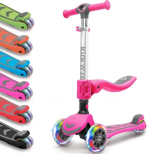 Kicknroll 3-Wheel Scooter for Kids 3-12 | Light-Up Wheels, Adjustable Height, Extra Wide Deck (110 lbs Max)
