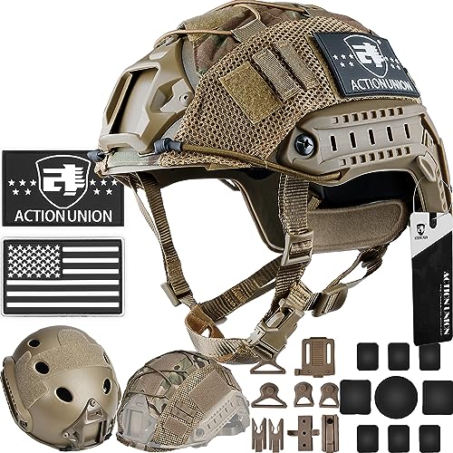 Tactical Airsoft Helmet - PJ Type, Lightweight ABS, Tan, Medium